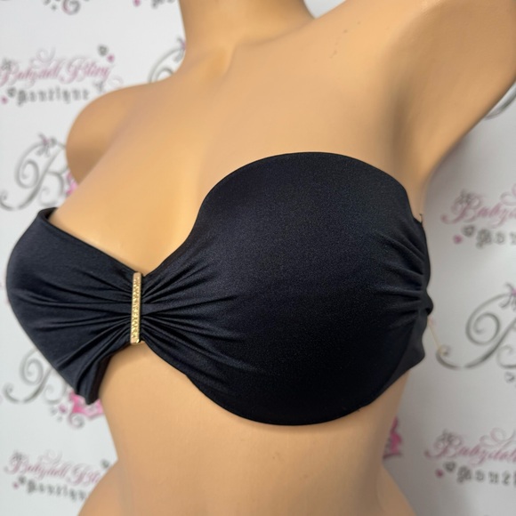 Victoria’s Secret bikini top black with gold hardware Victoria’s Secret logo - Picture 5 of 9